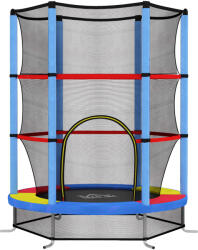 HomCom Elasztikus Matrac 3-6 Éves Gyerekeknek Védőhálóval, 6 Oszloppal és 3 Bejárattal, Ø140x190 cm, Többszínű