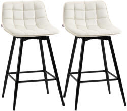 Homcom 2 db-os bárszék szett Velluto Bianco színben, háttámlával és Poggiapiedi-vel