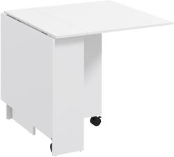 Homcom Összecsukható és Kihúzható Asztal 4-6 Személyre 2 Polccal és 2 Görgővel, Fából és Fémből, 140x80x74 cm, Fehér