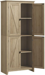 Homcom natúr fa tálalószekrény - 4 ajtós, állítható polcokkal