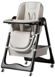 Flippy Etetőszék gyerekeknek és csecsemőknek, Flippy, 2 tálca és levehető huzat, multifunkcionális, stabil, biztonsági öv, állítható magasság, puha, állítható háttámla, tárolókosár