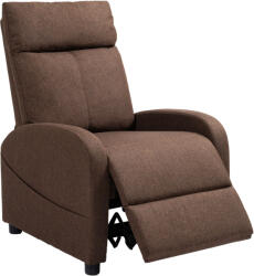 Homcom Összecsukható Fotel Lábtartóval, Vászonhatású Szövet Fotel, 69x85x100 cm, Barna