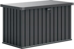 Outsunny 400 literes kültéri láda kétkaros fedéllel, zárral és 2 kulccsal, 124x66x72 cm, sötétszürke