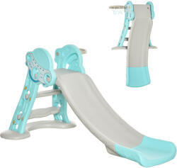 Homcom Gyerekcsúszda, Összecsukható, 3 lépcsőfokkal és kosárpalánkkal, 140x87x75 cm, Kék