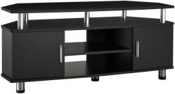 HomCom TV szekrény 2 zárt rekesszel, polccal, tetejjel, csúszásgátló csíkokkal, fekete