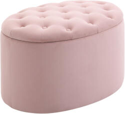Homcom Ovális, Párnázott és Steppelt Bársony Tároló Puff, 71x52x42cm, Rózsaszín