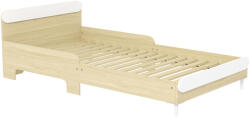 Aiyaplay téglalap alakú ágy 3-10 éves gyermekeknek fa szerkezettel és védőkorlátokkal, 194, 8x103x60, 5 cm, fehér