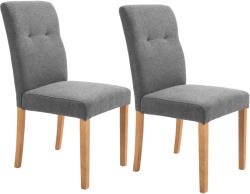 HomCom 2 S szett modern és ergonomikus kialakítással, szövettel kárpitozott, fa háttámlával és lábakkal, 50x62x96 cm, sötétszürke
