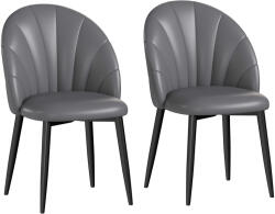 HomCom 2 db-os PU bőr szék szett, acél lábakkal és háttámlával, 52x54x79 cm, sötétszürke