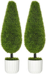 Homcom Műnövény Garnitúra 90 cm - 2 Ciprus Dekoratív Kaspóval
