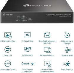 TP-Link NVR1004H-4P 4 PoE+ csatornás hálózati videó rögzítő (VIGINVR1004H-4P)