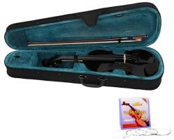 DEPOX Set vioară clasică din lemn pentru copii 1/8 si set corzi, DEPOX®, 43 cm, finisaj lucios negru (084)