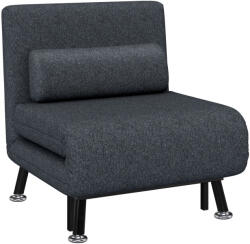 Homcom 3 az 1-ben fotelágy 5 fokozatban állítható háttámlával és párnával, összecsukható kanapéágy, 75x70x75 cm, sötétszürke