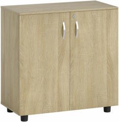 Vinsetto zárható irattartó szekrény, irodai szekrény 2 ajtóval és 2 polccal, többcélú tárolószekrény alumíniumötvözet fogantyúval, otthoni irodába, 80x40x80 cm, tölgyfa