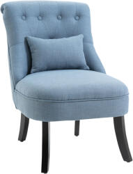 Homcom Kárpitozott fotel párnával és csúszásgátló lábakkal, Szövet fotel, 52, 5x69x77 cm, Kék