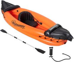 Outsunny 1 személyes felfújható kenu, alumínium kajak, pumpa és javítókészlet, narancssárga