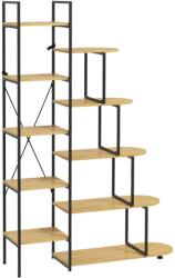 Homcom 10-szintes könyvespolc, ipari stílusú forgácslapból és acélból, 111, 5x32x170 cm, fekete és natúr fa
