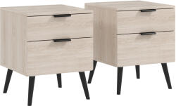 Homcom 2 db-os éjjeliszekrény szett 2 fiókkal hálószobába vagy nappaliba, 40x40x50 cm, natúr fa