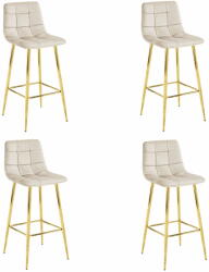  ARCETO bézs bársony bárszék arany lábakkal 4db