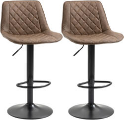 Homcom 2 db-os állítható magasságú, forgó bárszék szett acél lábazattal, 46, 5x51x86-106 cm, sötétbarna