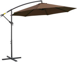 Outsunny kültéri napernyő tekerőkarral, acélból és UV-álló poliészterből, Ø295x245 cm, kávébarna