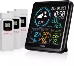 Kienzle DCF Rádióvezérelt Meteorológiai Állomás 3 Külső Szenzorral - Fekete (15004)