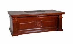  Birou Directorial A-2490, 220x110cm, cu extensie laterala si rollbox, culoare Nuc, lemn+mdf