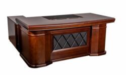  Birou Directorial A-2418, 180x95cm, cu extensie laterala si rollbox, culoare Nuc negru, lemn+mdf