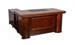  Birou Directorial A-1832, 160x80cm, cu extensie laterala si rollbox, culoare Nuc negru, lemn+mdf