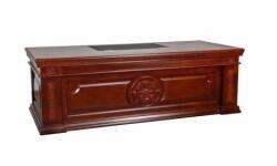  Birou Directorial A-2461, 240x110cm, cu extensie laterala si rollbox, culoare Nuc, lemn+mdf