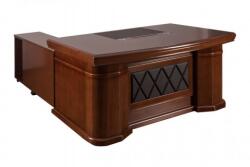  Birou Directorial A-2418, 180x95cm, cu extensie laterala si rollbox, culoare Nuc, lemn+mdf