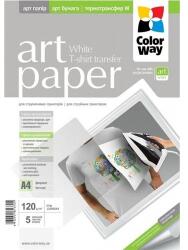 COLORWAY Fotópapír, pólóra vasalható (ART T-shirt transfer, white), 120 g/m2, A4, 5 lap