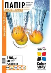 ColorWay Fotópapír, magasfényű (high glossy), 180 g/m2, 10x15, 50 lap