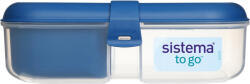 Sistema Ribbon Lunch To Go uzsonnás doboz joghurtos tartállyal 1, 1 l, 3 rekeszes, kék színű