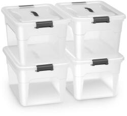 Juskys Set 4 cutii organizare plastic semitransparente cu capac 30L (300391)