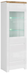 TEMPO KONDELA Vitrin 1D1W1S, fényes fehér/wotan tölgy, VILGO (352384)