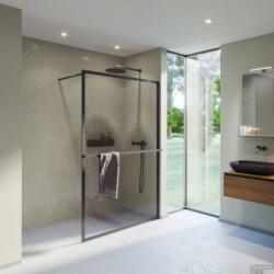 Radaway Modo New Black II Walk-in fekete zuhanyfal törölközőtartóval 130 (389134-54-01W)