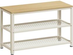 VASAGLE 2 polcos cipőtartós pad, 30 x 73 x 45 cm tölgy bézs és klasszikus fehér (LBS073W09)