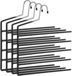 SONGMICS Nadrágtartó akasztók, 5 sávos ruhaakasztók, 4 darabos készlet, fekete (CRI034B02)