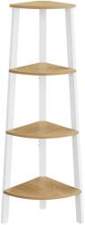 VASAGLE Sarokkönyvespolc, 4 szintes létrás polc 33×33×125 cm, natúr - fehér színben (LLS034Y70)