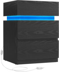 VASAGLE Éjjeliszekrény led világítással, állítható színű fény, 3 fiókos oldalasztal, 35 × 40 × 55 cm, fekete (LET630T56)