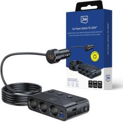 3mk Protection Splitter Autós töltő szivargyújtótöltő elosztó 120W fekete (5903108605533)