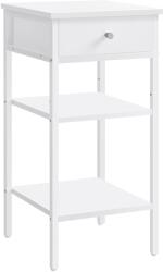 VASBÚTOR Éjjeliszekrény, magas kis asztal fiókkal és 2 tárolópolccal, fehér