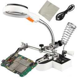 Harmadik Kéz Bifokális Nagyítóval és LED Világítással Elemes/USB