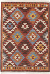 Re_Born Ethnic Covor Model RE BORN 21803-124, Marime 80 x 150 cm, Caramiziu, Maro, Ruginiu, Bumbac reciclat si Polipropilena, Living, Dormitor, Sufragerie, Birou (21803-124 0.8x1.5) Covor