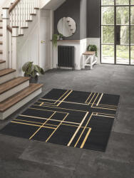 Cancun DELISTAT - Covor Premium Belgian Model Cancun 18715-895, Marime 80 x 150 cm, Negru, Inaltime Fir 7 mm, Antialergic, Polipropilena, Living, Dormitor, Sufragerie, Birou (COVOR CANCUN 18715/895 0.8x1.5) Covor