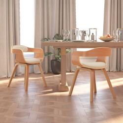 vidaXL Трапезни столове, 2 бр, кремаво, извито дърво и изкуствена кожа (3092380)