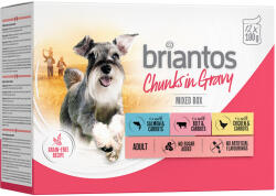 Briantos 12x100g Briantos falatkák szószban nedves kutyatáp Mix (csirke, marha & lazac)