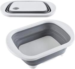 Salestore. ro 3 az 1-ben többfunkciós aprító Salestore. ro zöldség- és gyümölcstároló kosár, összecsukható mosogatótál, 5 literes űrtartalom, vízelvezető terület, tapadásmentes lábak, szürke/fehér (salestoreT4)