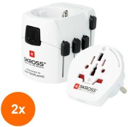 SKROSS Set 2 x Adaptor Priza Universal Skross World, Alb (TIV-2xADAPT-PLUG-UNIV/PRO/BX-SKR)